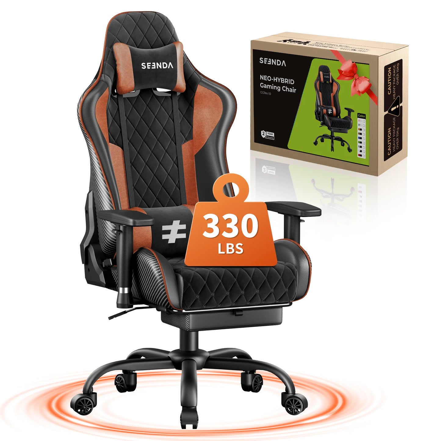 Gcpro-10 Big and Tall Gaming Chair, All-In-One Comfort Featuring a Retractable Footrest, High-Back Ergonomic Design, and Fully Adjustable Lumbar & Head Support