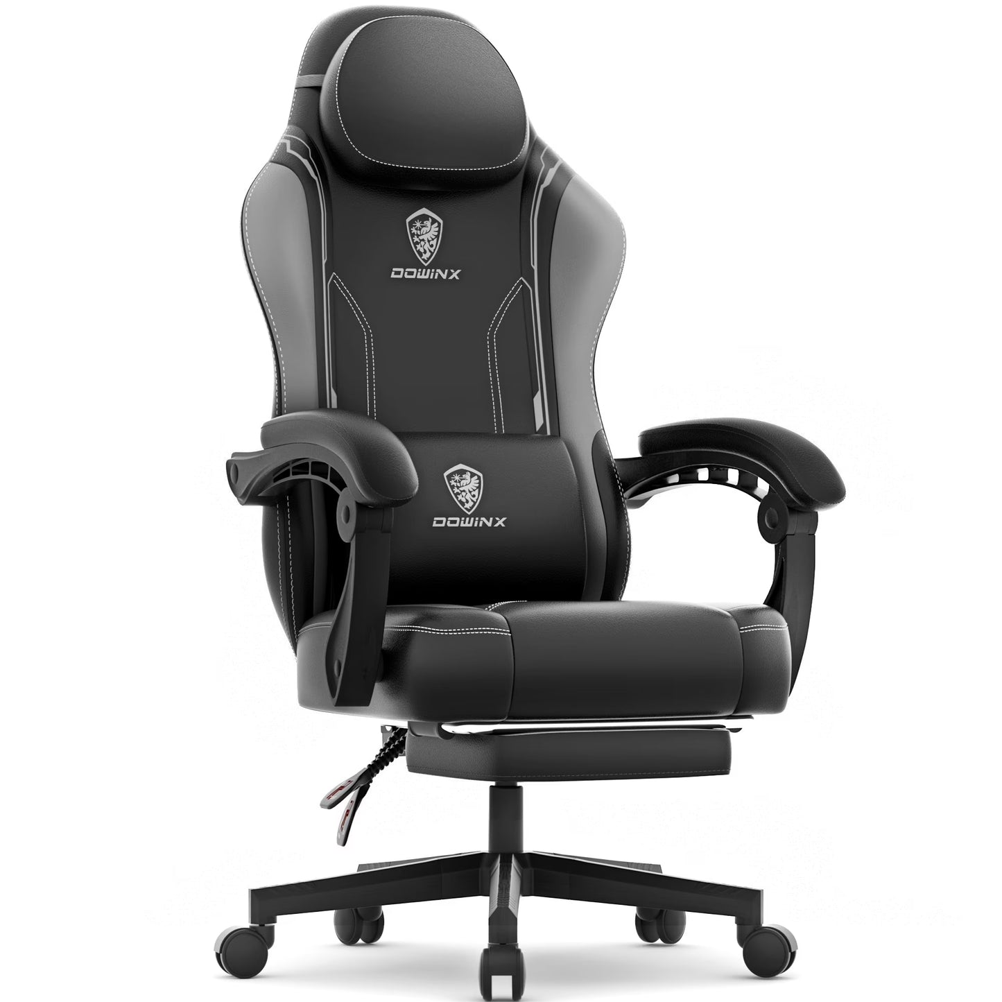 Gaming Chair with Pocket Spring Cushion for Adults, Ergonomic Computer Chair with Footrest and Massage Lumbar Support for Office, Gaming, 300LBS, Grey