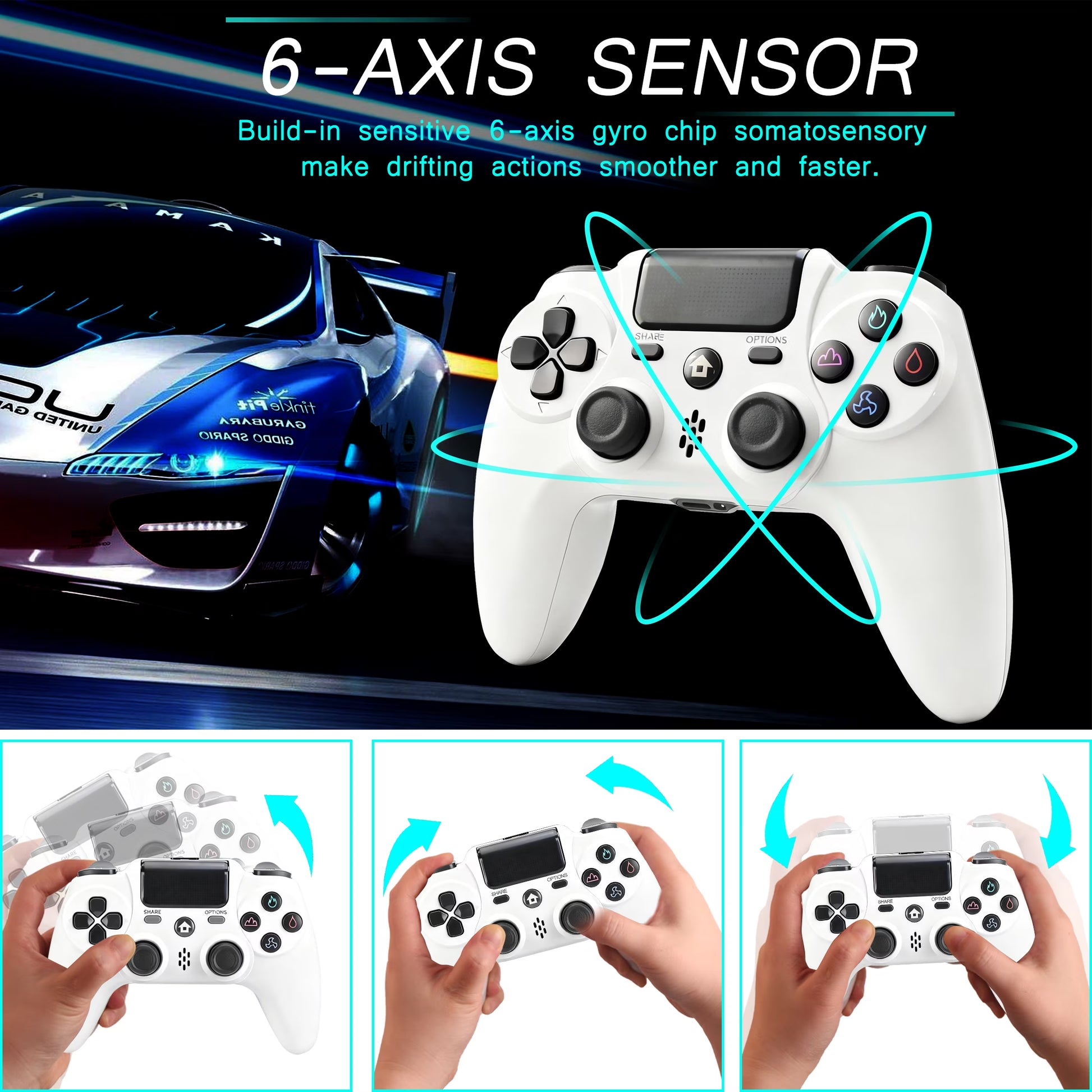 Wireless Controller Compatible with P4/P4 Slim/P4 Pro/Windows PC, White