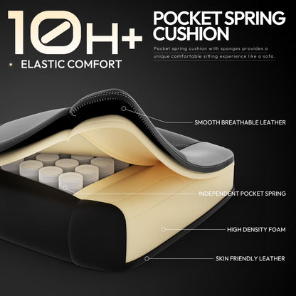 Gaming Chair with Pocket Spring Cushion for Adults, Ergonomic Computer Chair with Footrest and Massage Lumbar Support for Office, Gaming, 300LBS, Grey